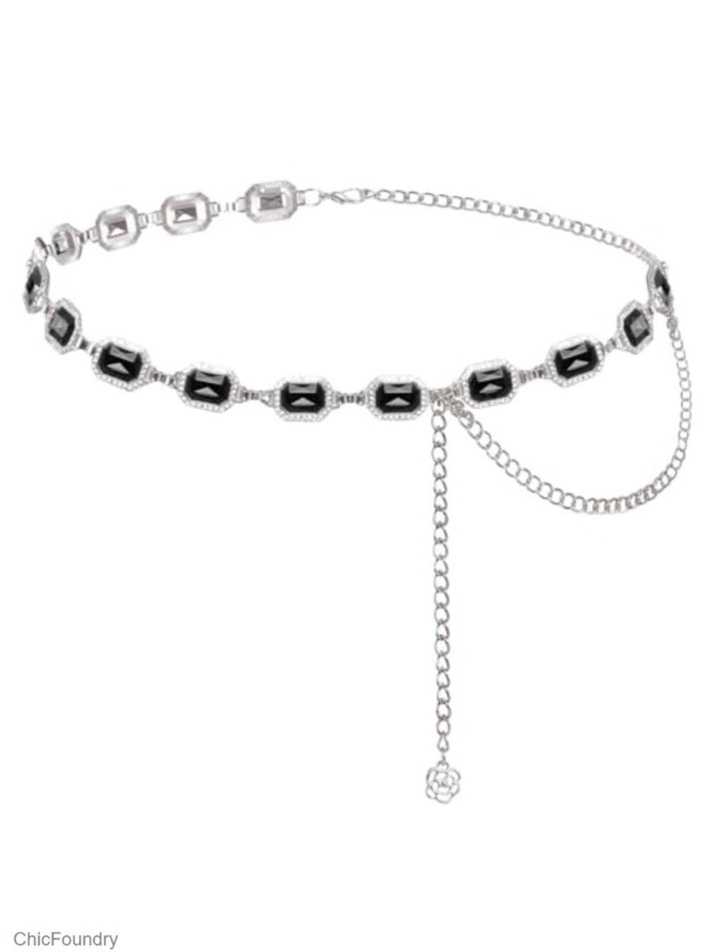 Western Chain Belt Metal Rhinestone Cowgirl Waist Belt for Dresses Jeans